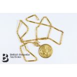 Chinese Gold Coin Pendant and Chain