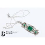 Silver Marcasite and Jadeite Necklace