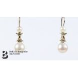 18ct Yellow Gold, Pearl and Diamond Earrings