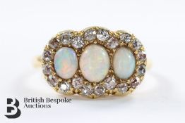 19th Century 18ct Yellow Gold Diamond and Opal Ring