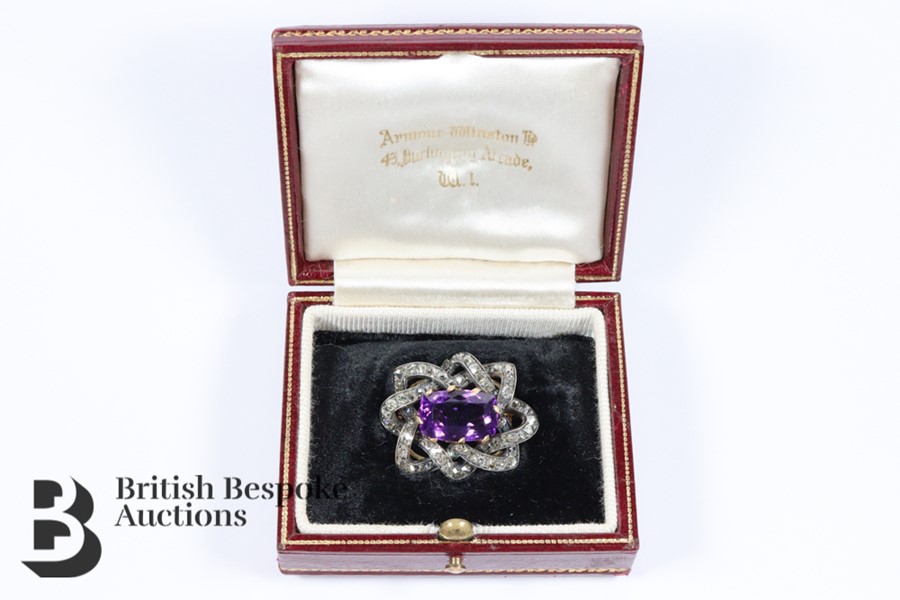 Stunning Deep Purple Amethyst and Diamond Brooch - Image 7 of 7