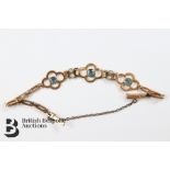 15ct Gold (Tested) Blue Zircon and Pearl Bracelet