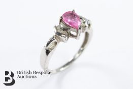 9ct White Gold Tourmaline and Diamond Ring