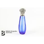 20th Century Faceted Blue Glass Scent Bottle