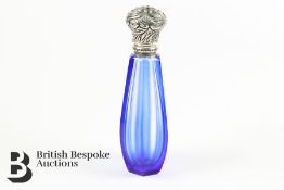 20th Century Faceted Blue Glass Scent Bottle