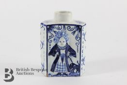 Rare Delft Import Pottery Blue and White Flask