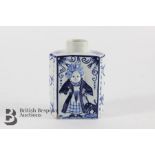 Rare Delft Import Pottery Blue and White Flask