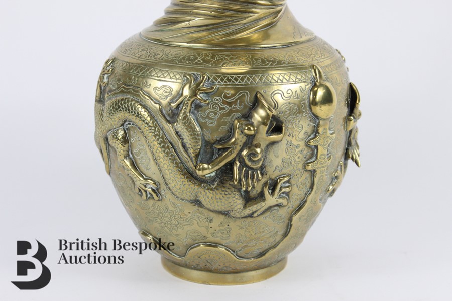 Early 20th Century Polished Bronze Chinese Export Dragon Vase - Image 6 of 11