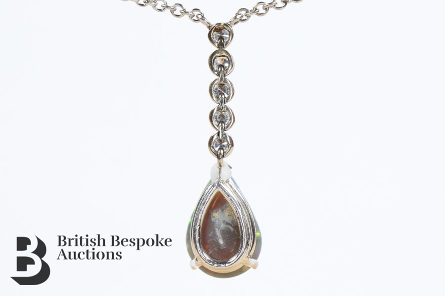 21st Century White Gold Pear Shaped Opal and Diamond Pendant and Necklace - Image 5 of 10
