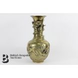 Early 20th Century Polished Bronze Chinese Export Dragon Vase