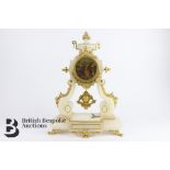 French Alabaster Mantel Clock