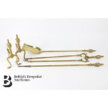 Edwardian Brass Fire Irons and Dogs