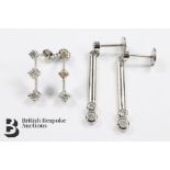 Two Pairs of 18ct White Gold Earrings