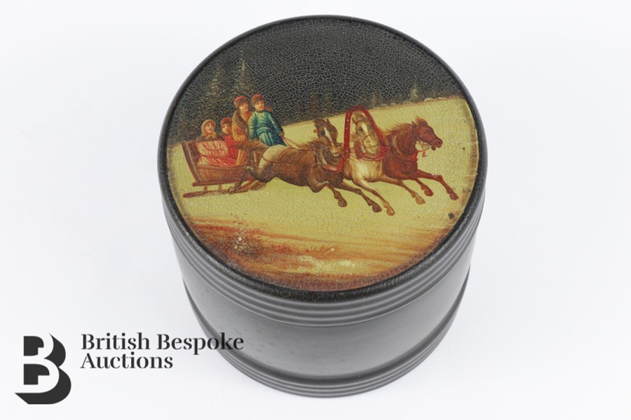 19th Century Russian Enamel Cylindrical Box and Cover - Image 2 of 3