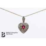 Diamond and Ruby Heart-form Pendant
