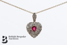 Diamond and Ruby Heart-form Pendant