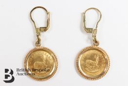 Pair of 1985 1/10th Kruger Rand Earrings