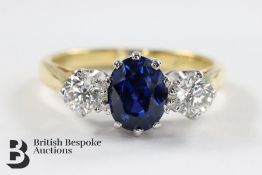 18ct Yellow Gold and Sapphire Diamond Ring