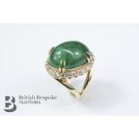 Exquisite 18.2ct Cabochon Emerald and Diamond Ring