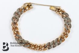 18ct Rose Gold and Diamond Curb-link Bracelet