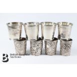 Eight Silver Tot Measures