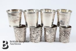 Eight Silver Tot Measures