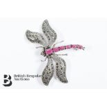 Silver, Marcasite and Ruby Insect Brooch