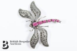 Silver, Marcasite and Ruby Insect Brooch