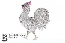 Stunning Diamond and Ruby Cockerel Brooch