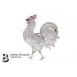 Stunning Diamond and Ruby Cockerel Brooch