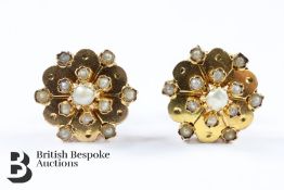 Pair of Edwardian Yellow Gold and Pearl Earrings