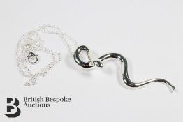 Silver Snake Pendant Necklace