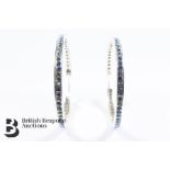 Pair of Silver and Tanzanite Hoop Earrings