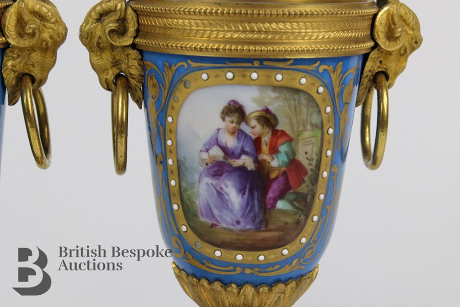 Pair of 19th Century Sevres Porcelain and Ormulu Vases - Image 5 of 10