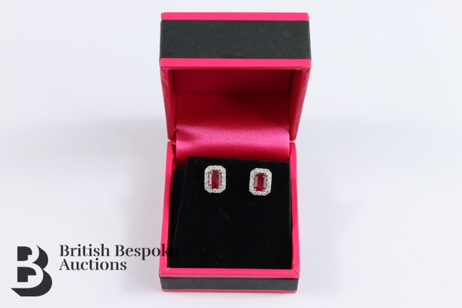 Pair of 18ct White Gold Ruby and Diamond Earrings - Image 2 of 3