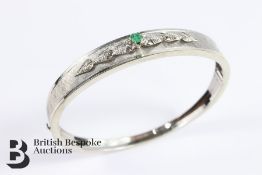 18ct White Gold Emerald and Dimond Bangle