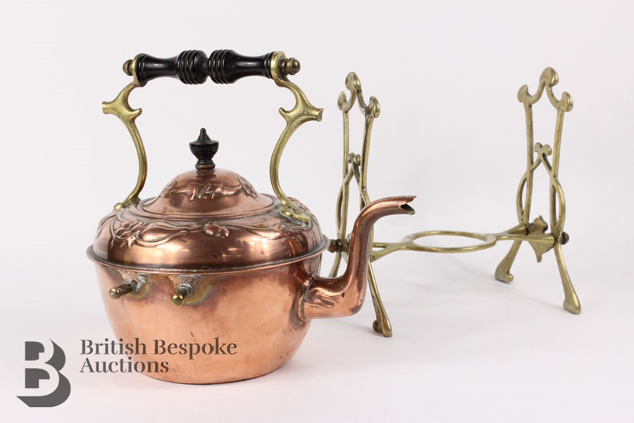 Art Nouveau Copper Kettle - Image 4 of 7