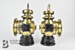 Pair of Veteran and Edwardian Motor Vehicle Side Lamps