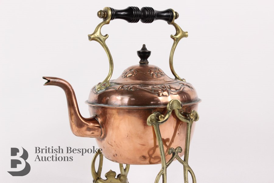 Art Nouveau Copper Kettle - Image 2 of 7