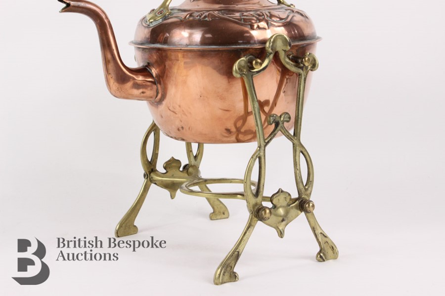 Art Nouveau Copper Kettle - Image 3 of 7