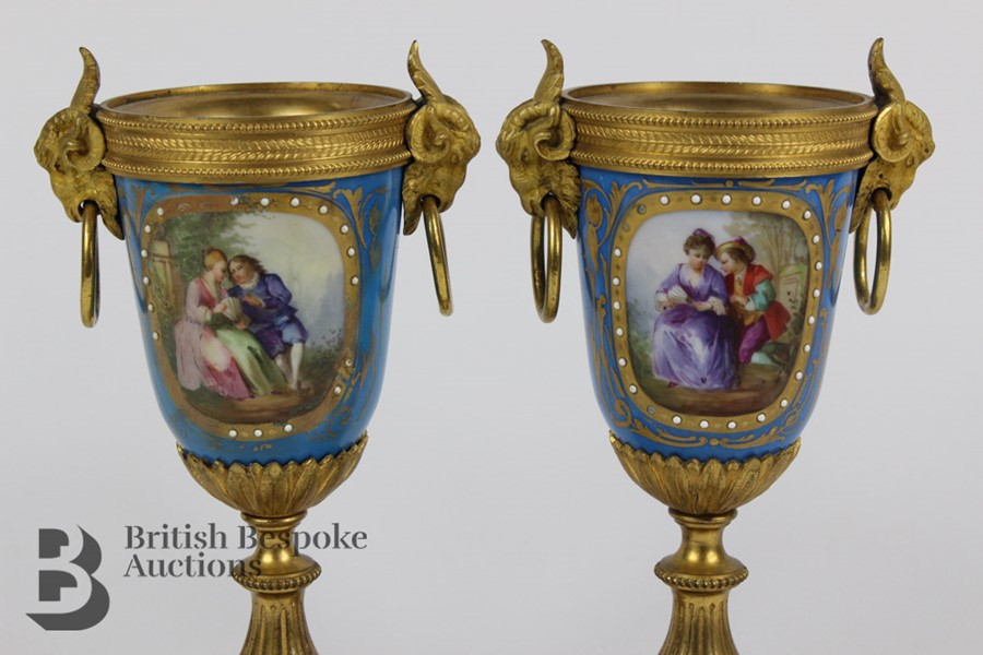 Pair of 19th Century Sevres Porcelain and Ormulu Vases - Image 2 of 10