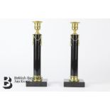 Pair of Swedish Ormolu Porphyry Candlesticks