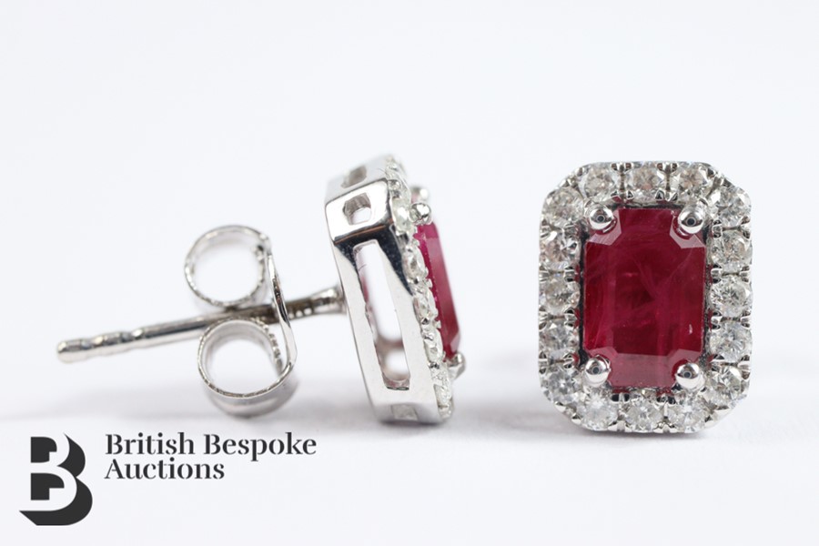 Pair of 18ct White Gold Ruby and Diamond Earrings - Image 3 of 3