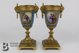 Pair of 19th Century Sevres Porcelain and Ormulu Vases