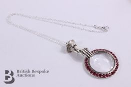 Silver and Ruby Magnifying Pendant