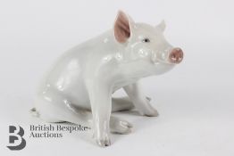 Large Seated Pottery Pig