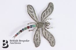 Silver and Marcasite Dragon Fly Brooch