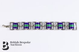 Silver and Guilloche Enamel Link Bracelet