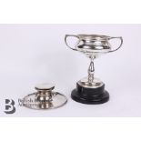 Silver Ink Stand and Twin-Handled Trophy