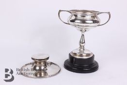 Silver Ink Stand and Twin-Handled Trophy